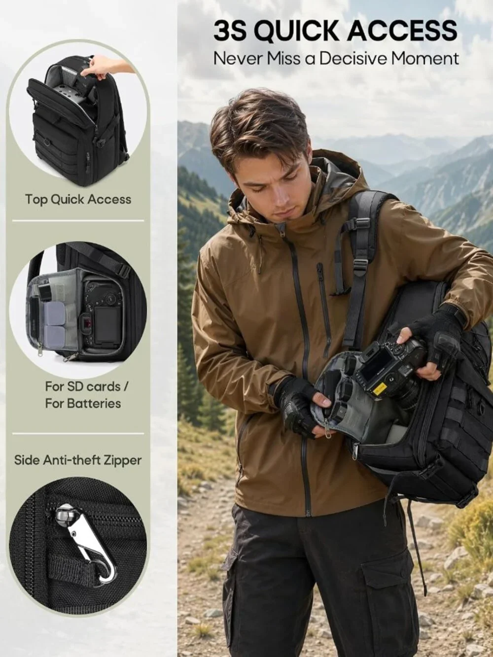 Tactical Camera Backpack for DSLR/SLR/Mirrorless - Durable, Stylish & Spacious